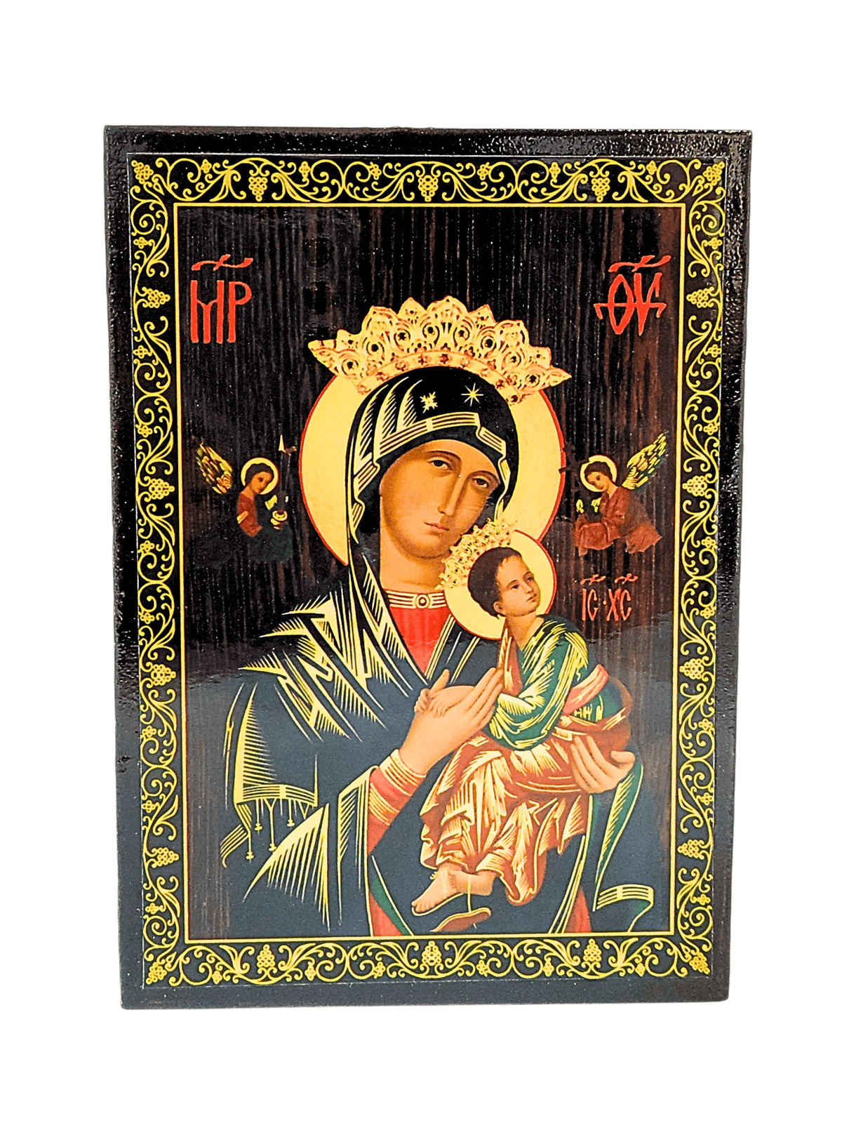 Porta Terço Bizantino Ícone Nossa Senhora do Perpétuo Socorro 14 x 10 x 3 cm
