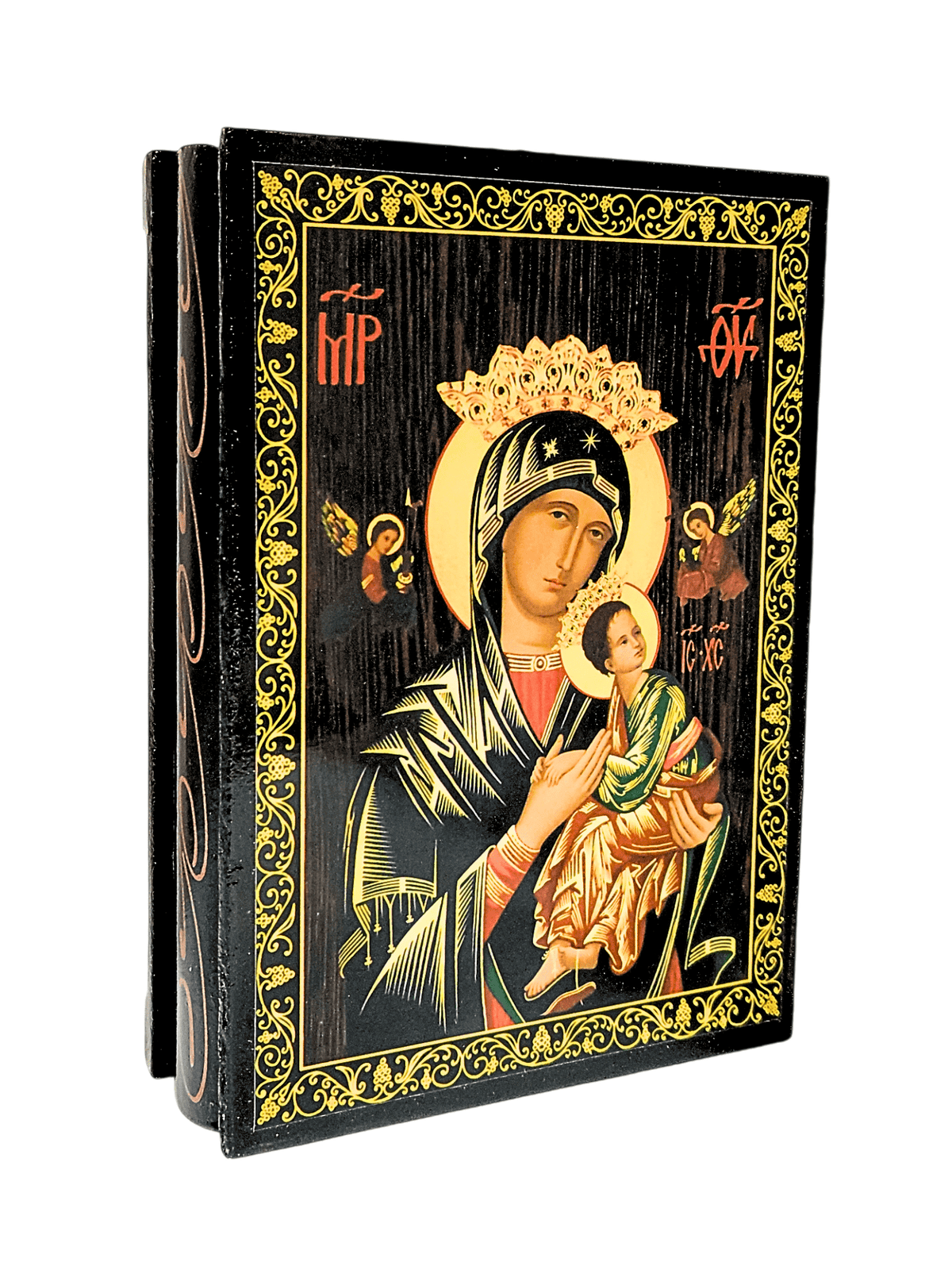 Porta Terço Bizantino Ícone Nossa Senhora do Perpétuo Socorro 14 x 10 x 3 cm